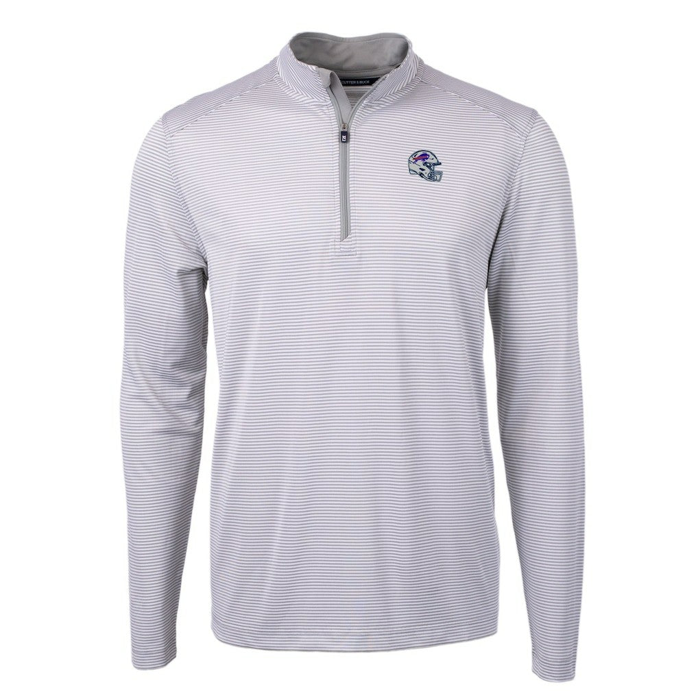 Buffalo Bills Cutter & Buck Big & Tall Virtue Eco Pique Micro Stripe Tri-Blend Quarter-Zip Jacket - Gray sale