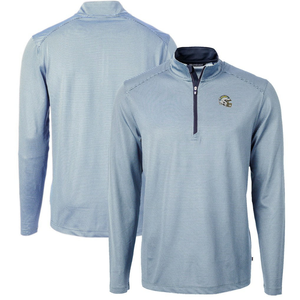 Los Angeles Chargers Cutter & Buck Big & Tall Virtue Eco Pique Micro Stripe Tri-Blend Quarter-Zip Jacket - Powder Blue discount