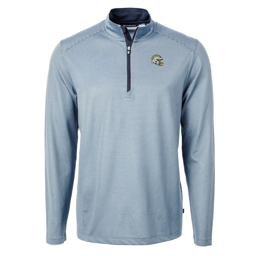 Los Angeles Chargers Cutter & Buck Big & Tall Virtue Eco Pique Micro Stripe Tri-Blend Quarter-Zip Jacket - Powder Blue discount
