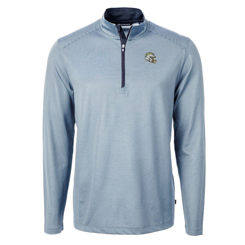 Los Angeles Chargers Cutter & Buck Big & Tall Virtue Eco Pique Micro Stripe Tri-Blend Quarter-Zip Jacket - Powder Blue discount