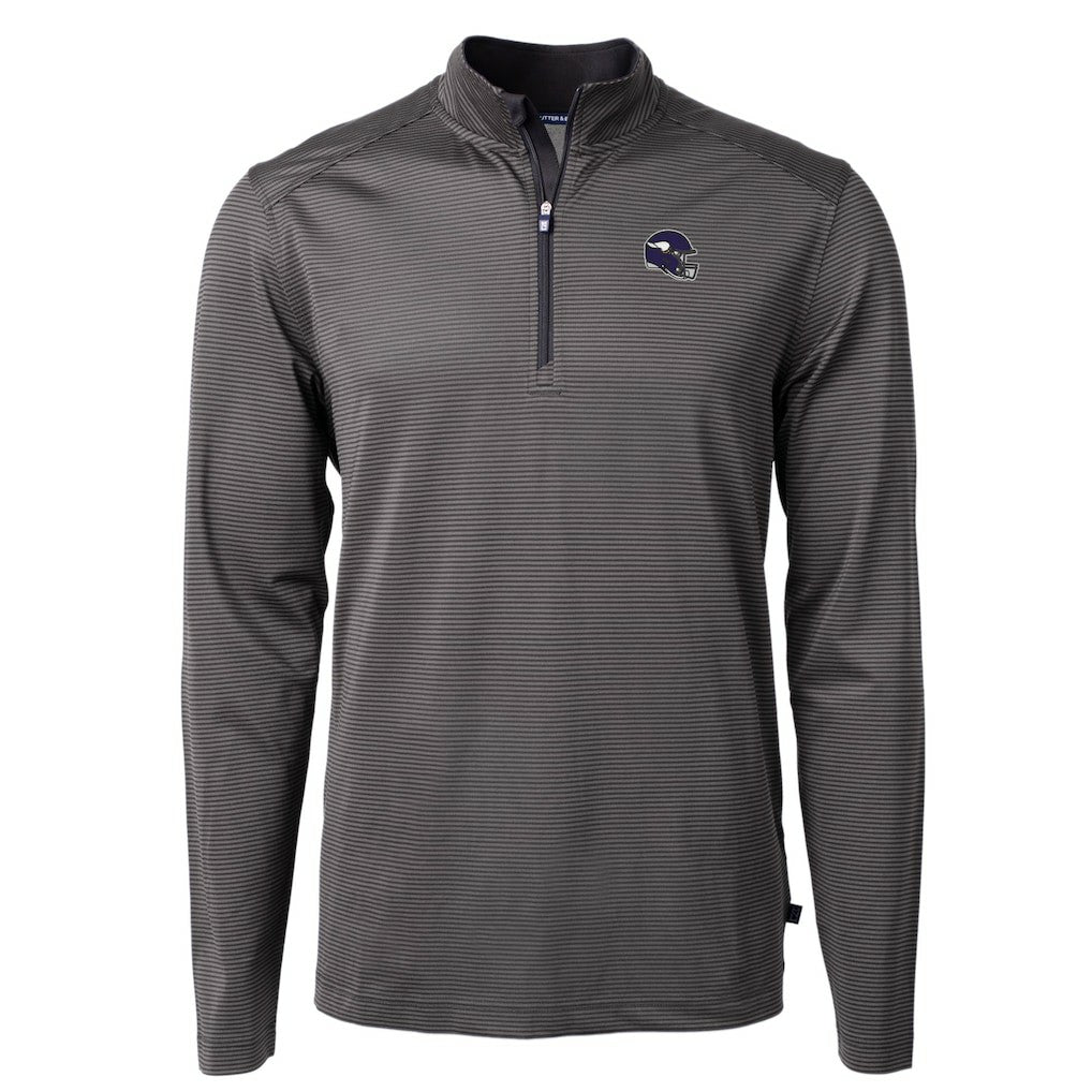 Minnesota Vikings Cutter & Buck Big & Tall Virtue Eco Pique Micro Stripe Tri-Blend Quarter-Zip Jacket - Black discount