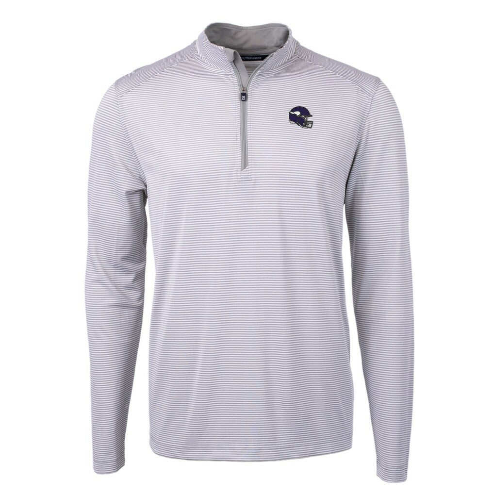 Minnesota Vikings Cutter & Buck Big & Tall Virtue Eco Pique Micro Stripe Tri-Blend Quarter-Zip Jacket - Gray outlet