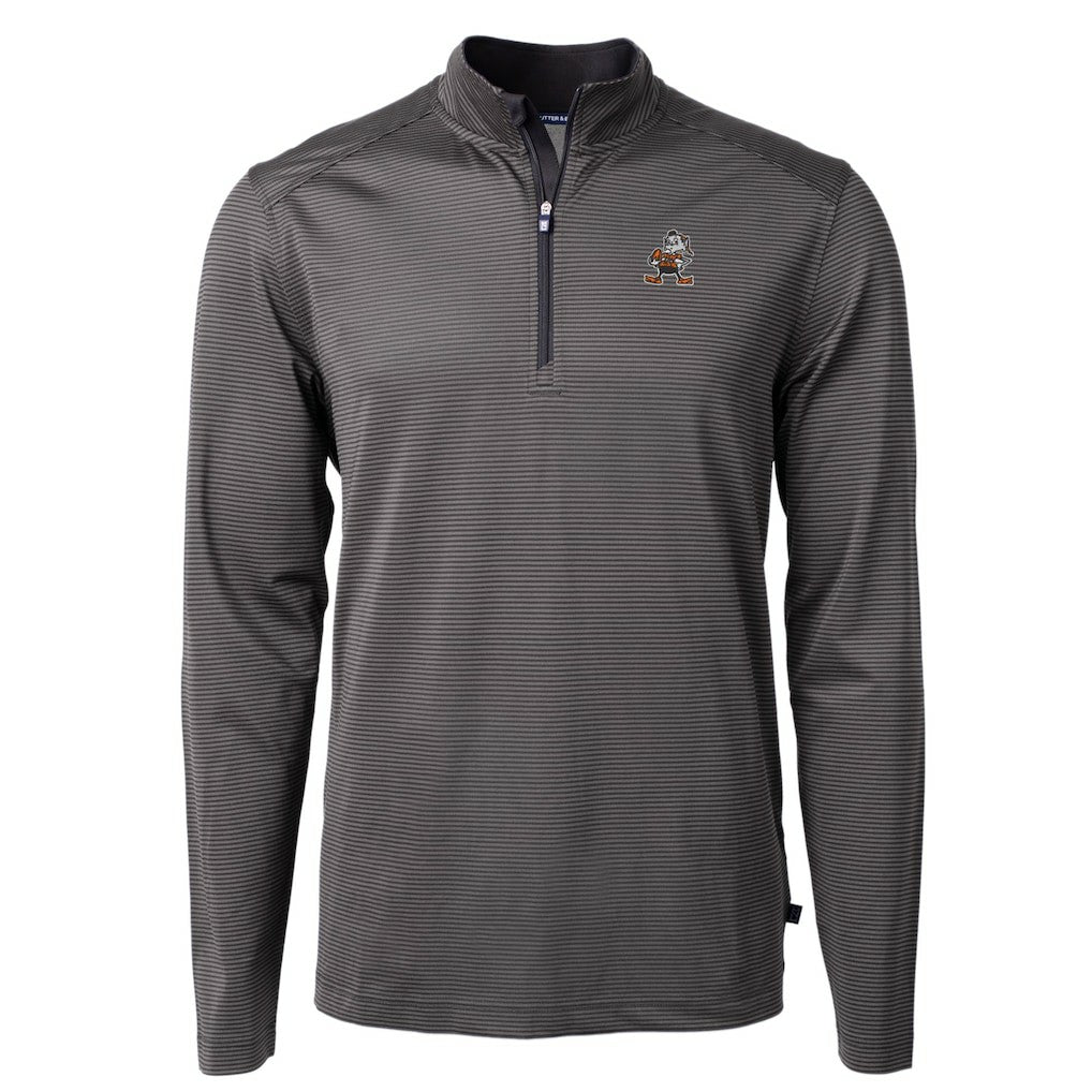 Cleveland Browns Cutter & Buck Big & Tall Virtue Eco Pique Micro Stripe Tri-Blend Quarter-Zip Jacket - Black discount