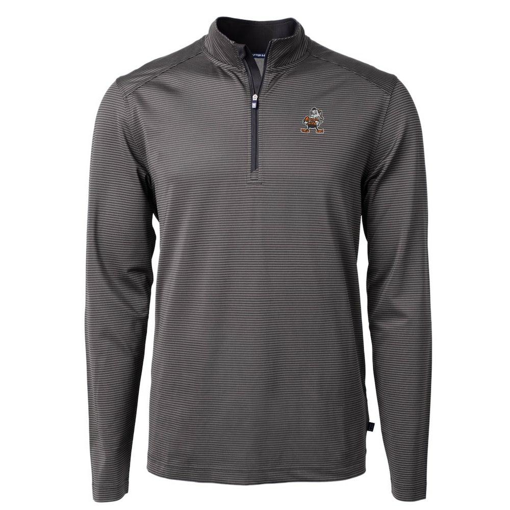 Cleveland Browns Cutter & Buck Big & Tall Virtue Eco Pique Micro Stripe Tri-Blend Quarter-Zip Jacket - Black discount