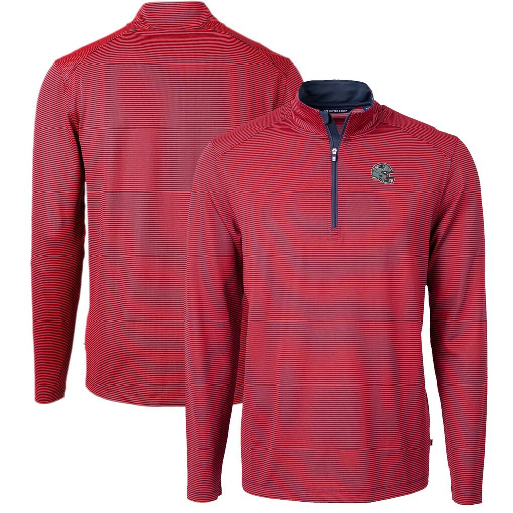 New England Patriots Cutter & Buck Big & Tall Virtue Eco Pique Micro Stripe Tri-Blend Quarter-Zip Jacket - Red cheap