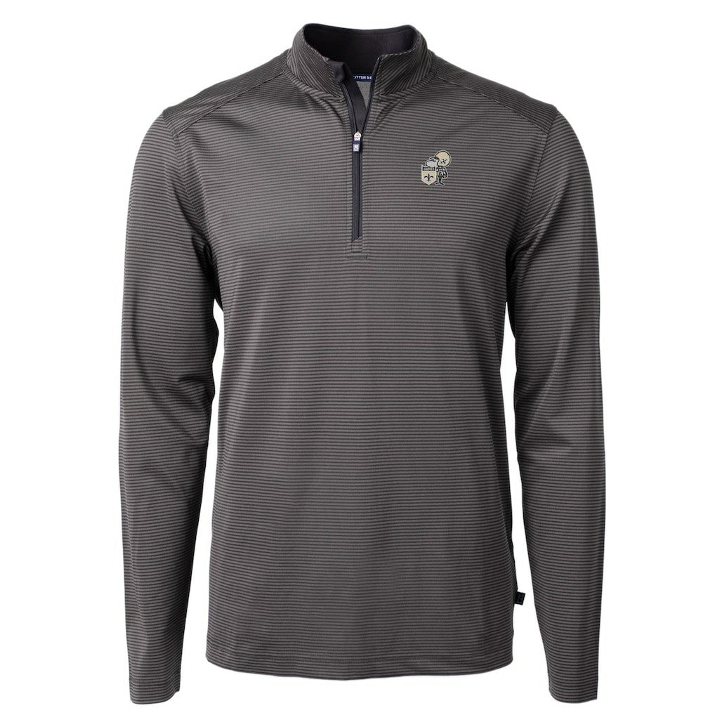 New Orleans Saints Cutter & Buck Big & Tall Virtue Eco Pique Micro Stripe Tri-Blend Quarter-Zip Jacket - Black cheap