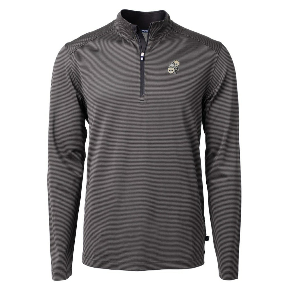 New Orleans Saints Cutter & Buck Big & Tall Virtue Eco Pique Micro Stripe Tri-Blend Quarter-Zip Jacket - Black cheap