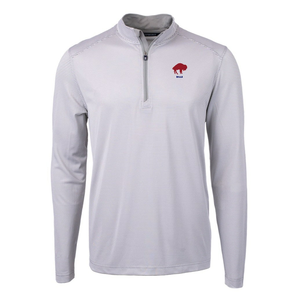 Buffalo Bills Cutter & Buck Big & Tall Virtue Eco Pique Micro Stripe Tri-Blend Quarter-Zip Jacket - Gray outlet