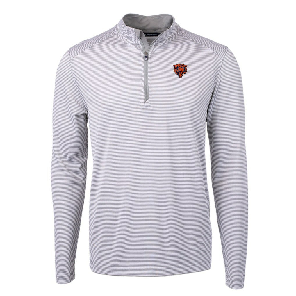 Chicago Bears Cutter & Buck Big & Tall Virtue Eco Pique Micro Stripe Tri-Blend Quarter-Zip Jacket - Gray outlet