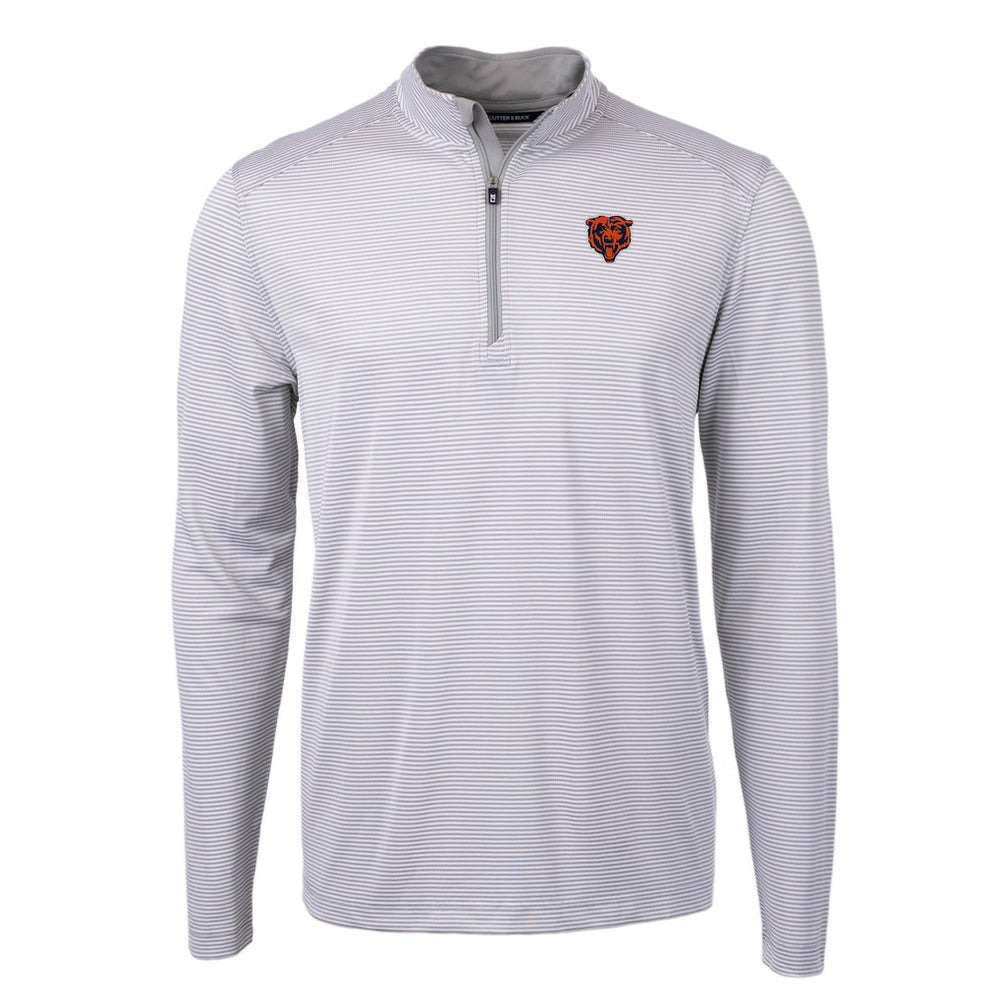 Chicago Bears Cutter & Buck Big & Tall Virtue Eco Pique Micro Stripe Tri-Blend Quarter-Zip Jacket - Gray outlet