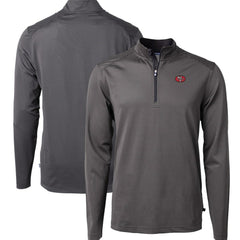 San Francisco 49ers Cutter & Buck Big & Tall Virtue Eco Pique Micro Stripe Tri-Blend Quarter-Zip Jacket - Black for sale