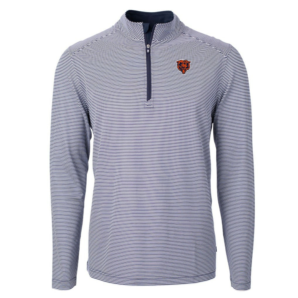 Chicago Bears Cutter & Buck Big & Tall Virtue Eco Pique Micro Stripe Tri-Blend Quarter-Zip Jacket - Navy cheap