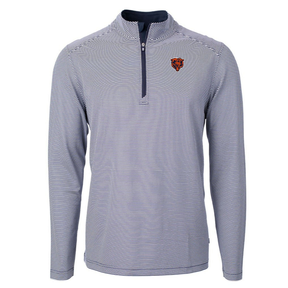 Chicago Bears Cutter & Buck Big & Tall Virtue Eco Pique Micro Stripe Tri-Blend Quarter-Zip Jacket - Navy cheap
