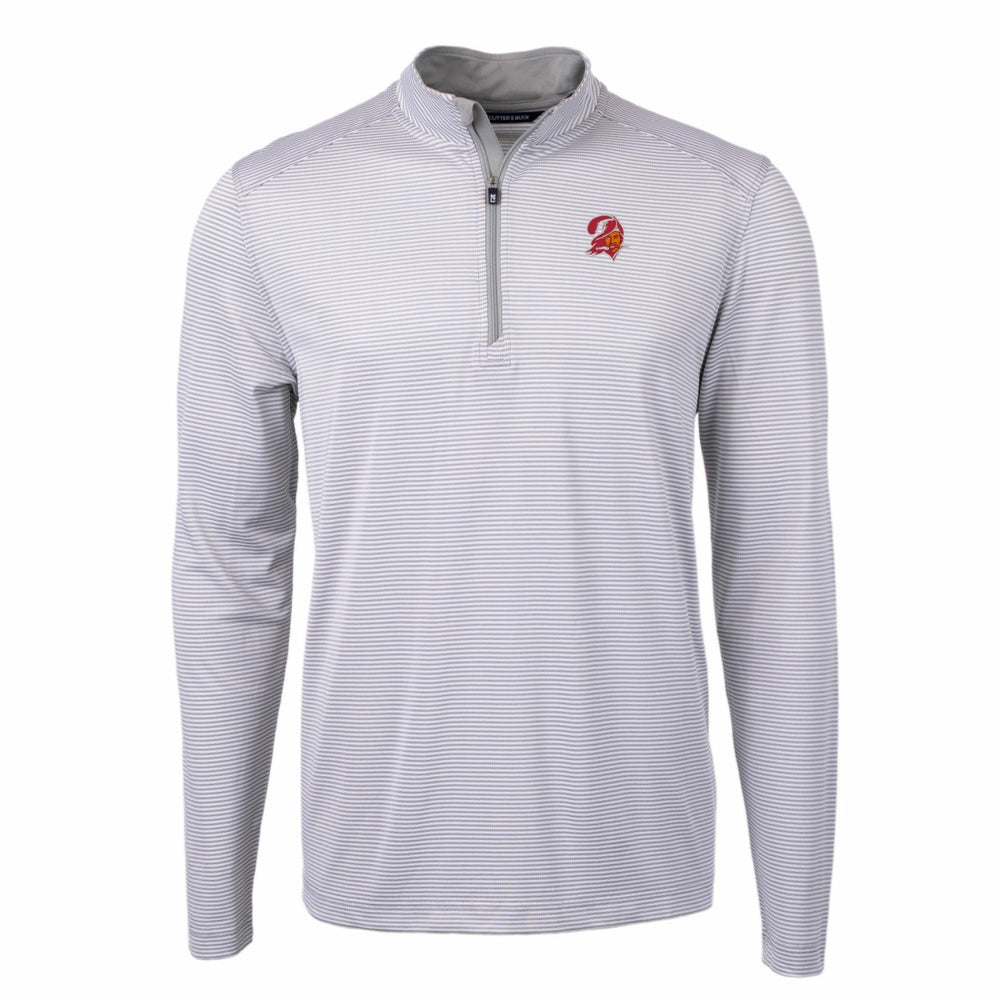 Tampa Bay Buccaneers Cutter & Buck Big & Tall Virtue Eco Pique Micro Stripe Tri-Blend Quarter-Zip Jacket - Gray on sale