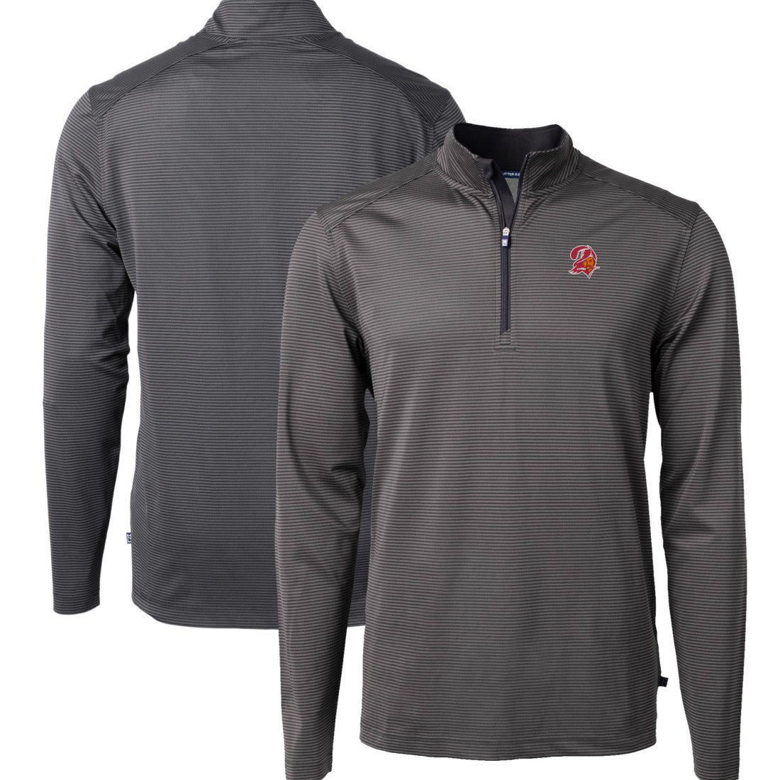 Tampa Bay Buccaneers Cutter & Buck Big & Tall Virtue Eco Pique Micro Stripe Tri-Blend Quarter-Zip Jacket - Black cheap