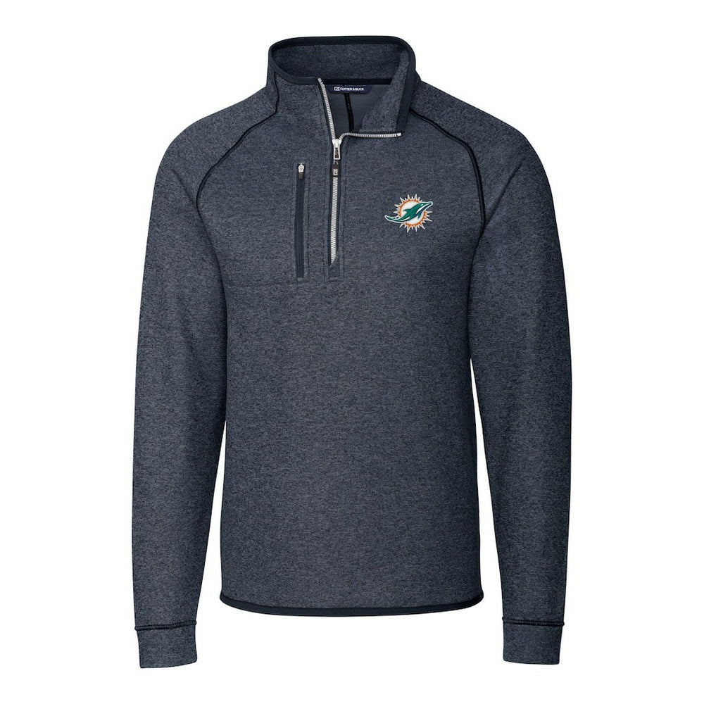 Miami Dolphins Cutter & Buck Big & Tall Mainsail Sweater-Knit Half-Zip Jacket - Heather Navy outlet