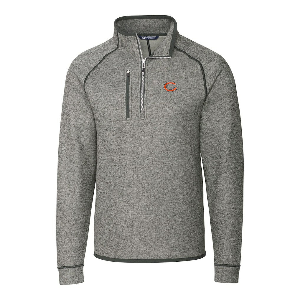 Chicago Bears Cutter & Buck Big & Tall Mainsail Sweater-Knit Half-Zip Jacket - Heather Gray sale