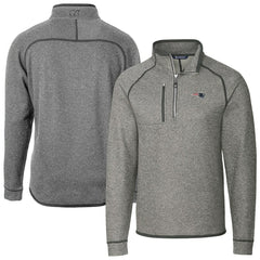 New England Patriots Cutter & Buck Big & Tall Mainsail Sweater-Knit Half-Zip Jacket - Heather Gray outlet