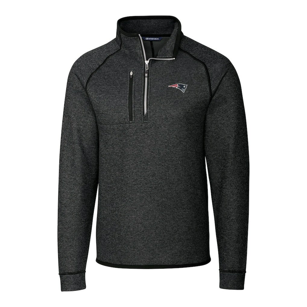 New England Patriots Cutter & Buck Big & Tall Mainsail Sweater-Knit Half-Zip Jacket - Heather Charcoal for sale