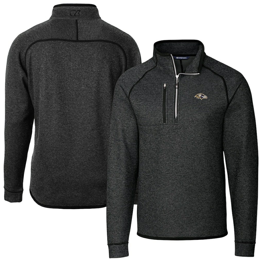 Baltimore Ravens Cutter & Buck Big & Tall Mainsail Sweater-Knit Half-Zip Jacket - Heather Charcoal online