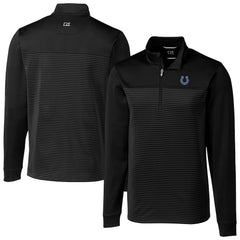 Indianapolis Colts Cutter & Buck Traverse Eco Stripe Tri-Blend DryTec Quarter-Zip Jacket - Black on sale