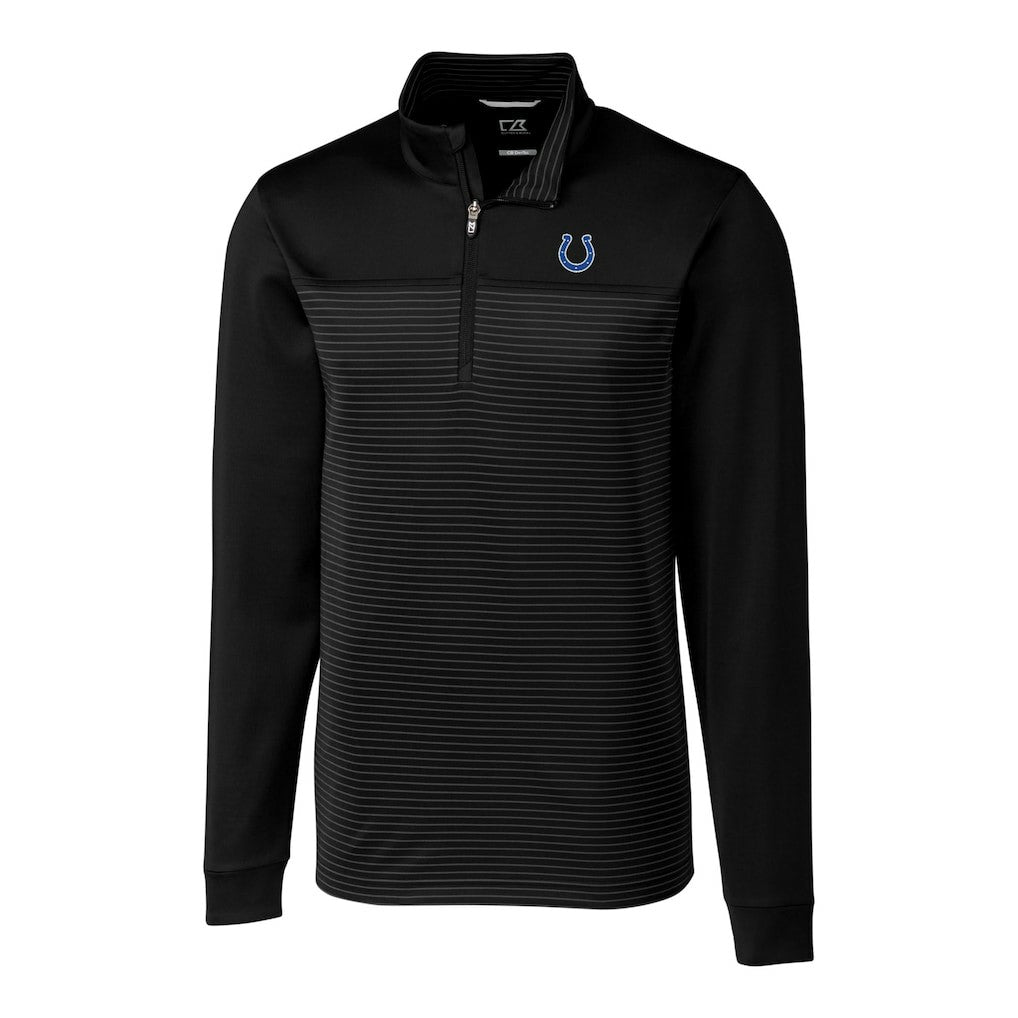 Indianapolis Colts Cutter & Buck Traverse Eco Stripe Tri-Blend DryTec Quarter-Zip Jacket - Black on sale