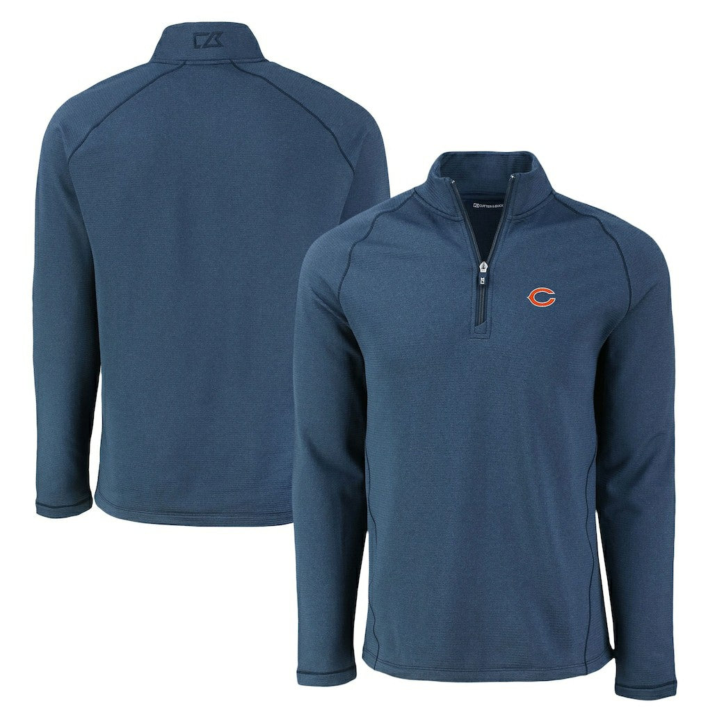 Chicago Bears Cutter & Buck Peshastin Eco Fleece Tri-Blend Raglan Recycled Quarter-Zip Jacket - Heather Navy cheap