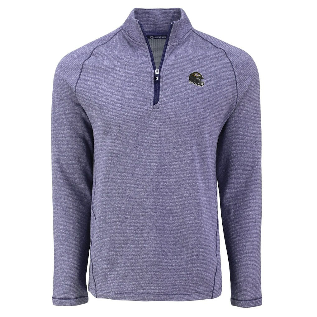 Baltimore Ravens Cutter & Buck Peshastin Eco Fleece Tri-Blend Raglan Recycled Quarter-Zip Jacket - Heather Purple on sale