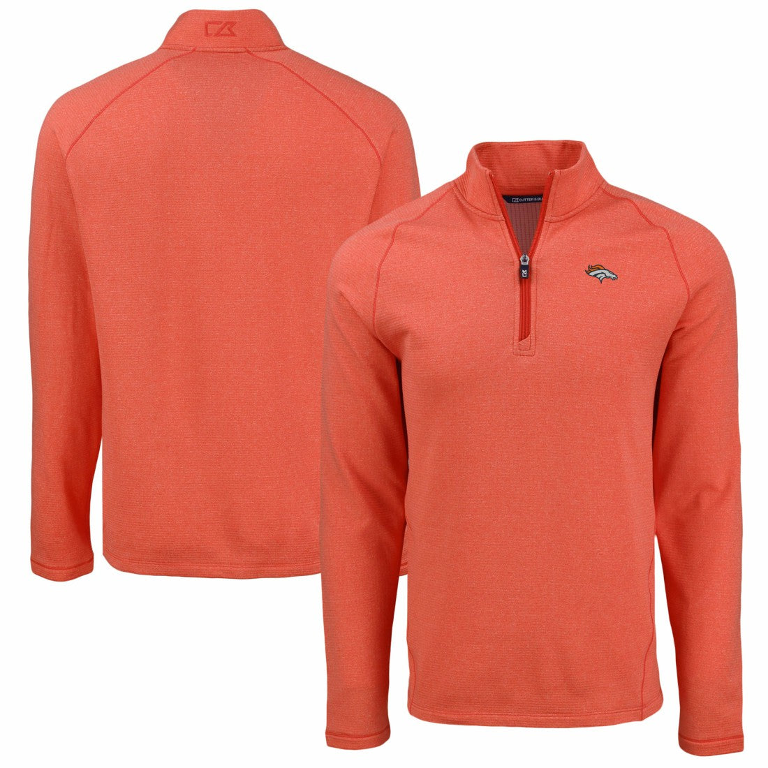 Denver Broncos Cutter & Buck Peshastin Eco Fleece Tri-Blend Raglan Recycled Quarter-Zip Jacket - Heather Orange cheap