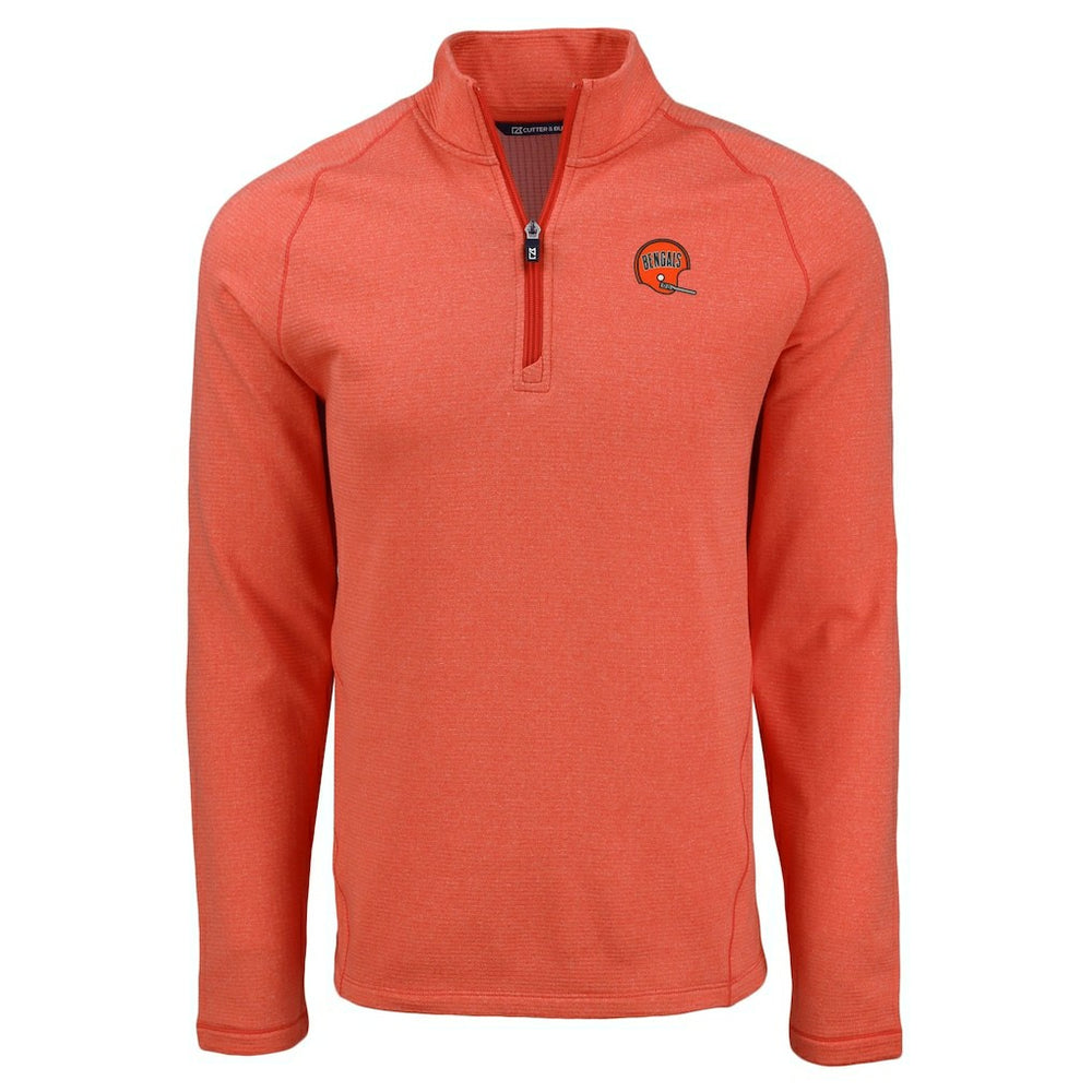 Cincinnati Bengals Cutter & Buck Peshastin Eco Fleece Tri-Blend Raglan Recycled Quarter-Zip Jacket - Heather Orange for sale