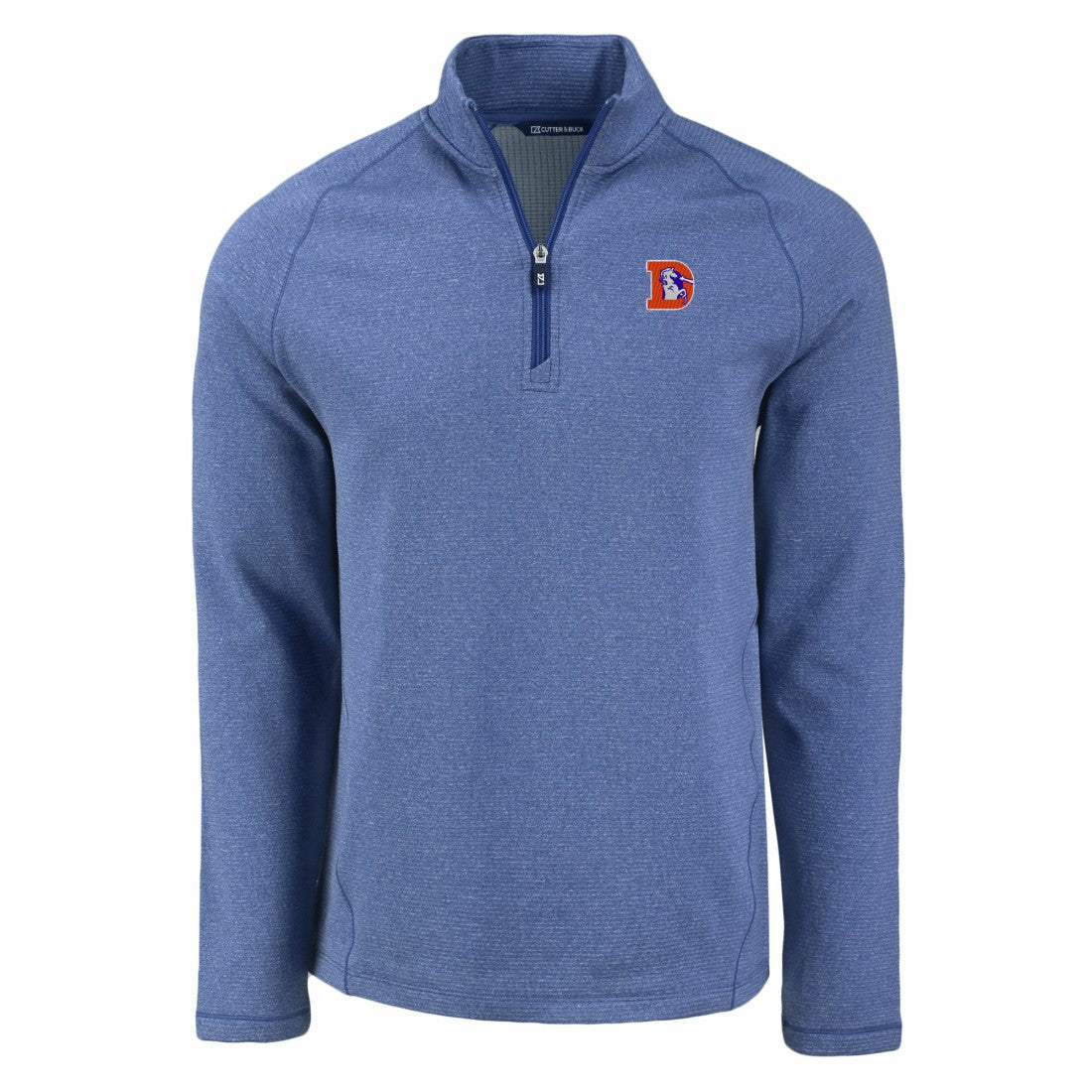 Denver Broncos Cutter & Buck Peshastin Eco Fleece Tri-Blend Raglan Recycled Quarter-Zip Jacket - Heather Royal discount