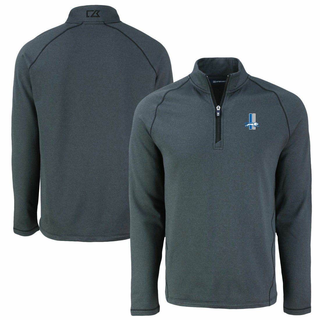 Detroit Lions Cutter & Buck Peshastin Eco Fleece Tri-Blend Raglan Recycled Quarter-Zip Jacket - Heather Black on sale