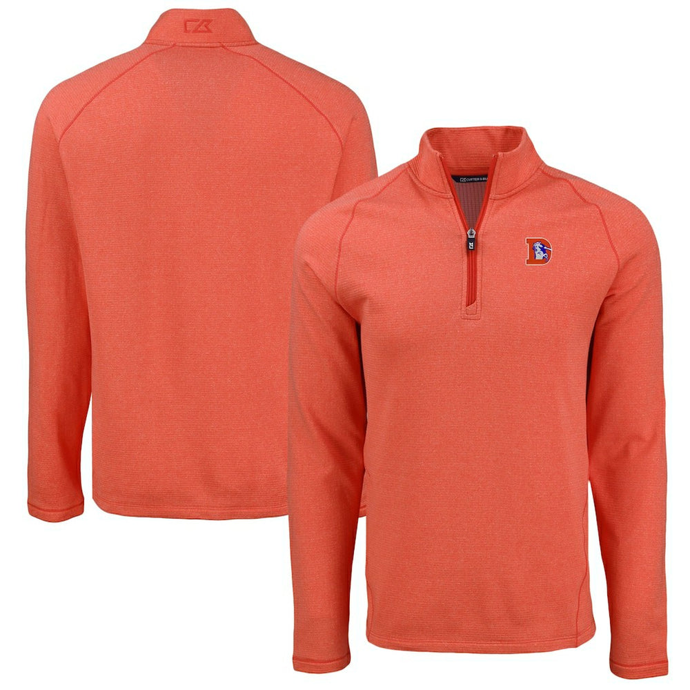 Denver Broncos Cutter & Buck Peshastin Eco Fleece Tri-Blend Raglan Recycled Quarter-Zip Jacket - Heather Orange for sale