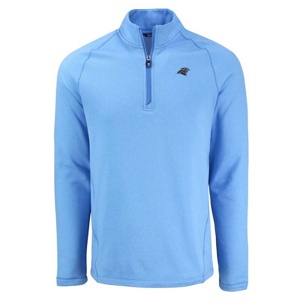 Carolina Panthers Cutter & Buck Peshastin Eco Fleece Tri-Blend Raglan Recycled Quarter-Zip Jacket - Heather Blue online