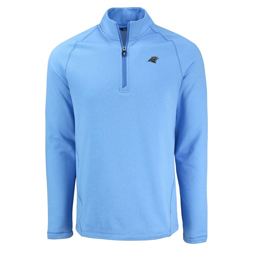 Carolina Panthers Cutter & Buck Peshastin Eco Fleece Tri-Blend Raglan Recycled Quarter-Zip Jacket - Heather Blue online