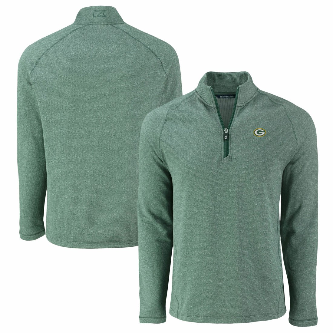 Green Bay Packers Cutter & Buck Peshastin Eco Fleece Tri-Blend Raglan Recycled Quarter-Zip Jacket - Heather Green outlet