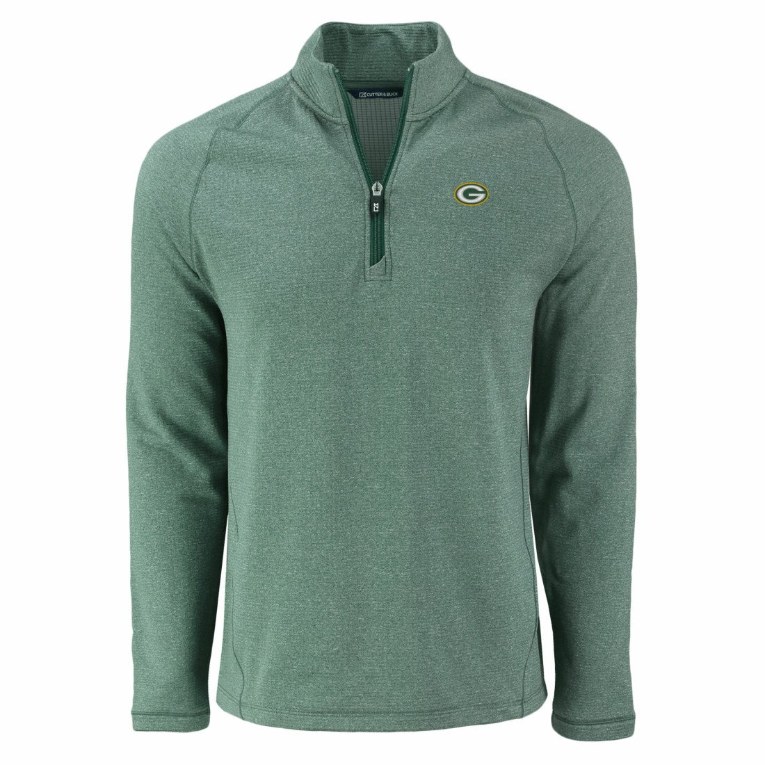 Green Bay Packers Cutter & Buck Peshastin Eco Fleece Tri-Blend Raglan Recycled Quarter-Zip Jacket - Heather Green outlet
