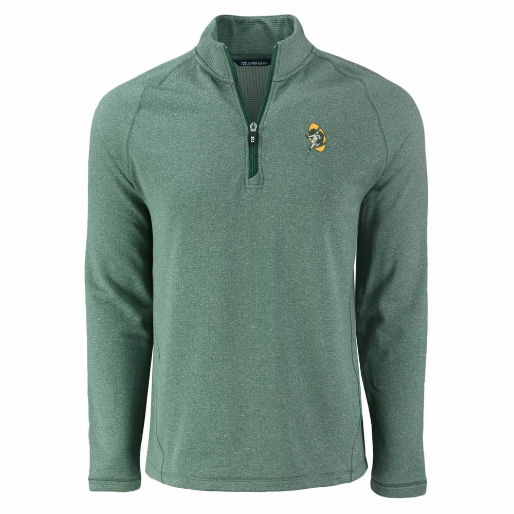 Green Bay Packers Cutter & Buck Peshastin Eco Fleece Tri-Blend Raglan Recycled Quarter-Zip Jacket - Heather Green on sale