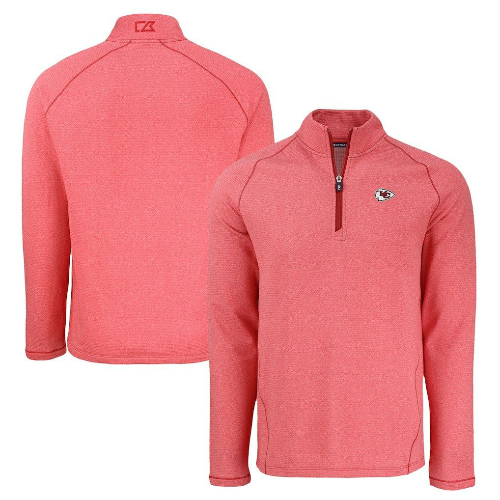 Kansas City Chiefs Cutter & Buck Peshastin Eco Fleece Tri-Blend Raglan Recycled Quarter-Zip Jacket - Heather Red discount