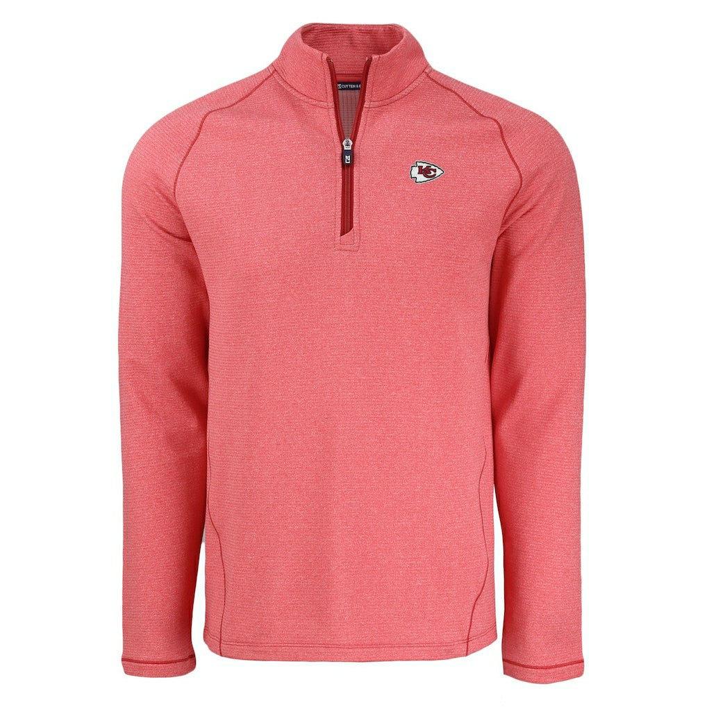Kansas City Chiefs Cutter & Buck Peshastin Eco Fleece Tri-Blend Raglan Recycled Quarter-Zip Jacket - Heather Red discount