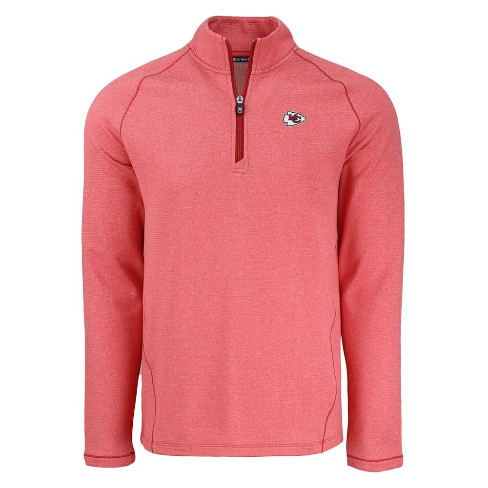Kansas City Chiefs Cutter & Buck Peshastin Eco Fleece Tri-Blend Raglan Recycled Quarter-Zip Jacket - Heather Red discount