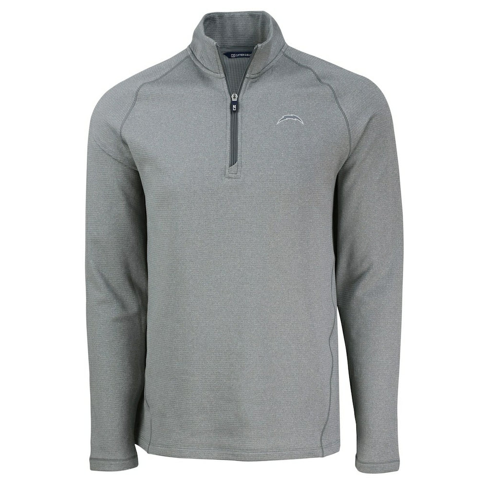 Los Angeles Chargers Cutter & Buck Peshastin Eco Fleece Tri-Blend Raglan Recycled Quarter-Zip Jacket - Heather Gray online