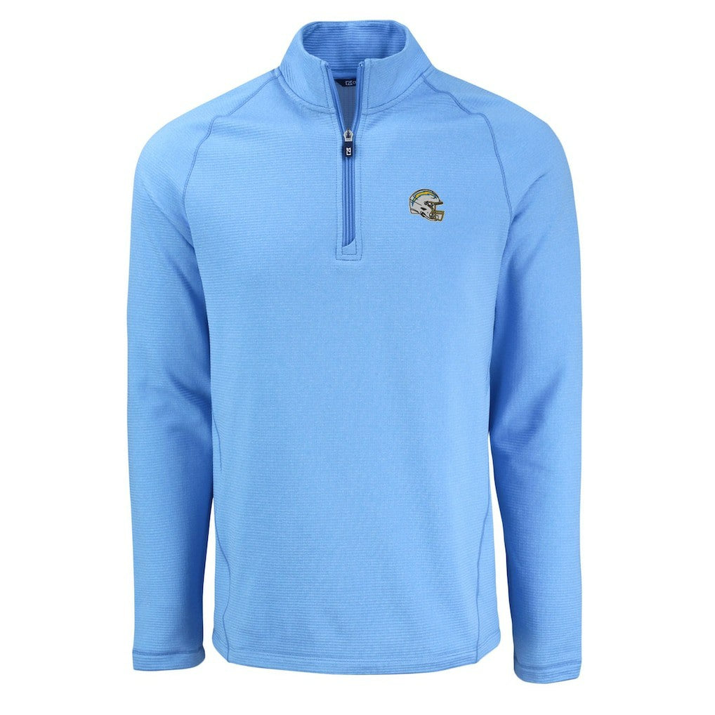 Los Angeles Chargers Cutter & Buck Peshastin Eco Fleece Tri-Blend Raglan Recycled Quarter-Zip Jacket - Heather Powder Blue outlet
