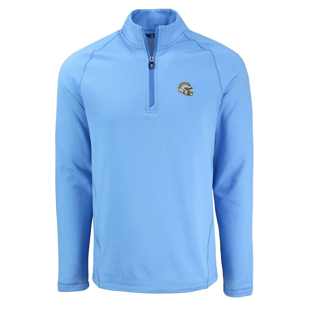 Los Angeles Chargers Cutter & Buck Peshastin Eco Fleece Tri-Blend Raglan Recycled Quarter-Zip Jacket - Heather Powder Blue outlet
