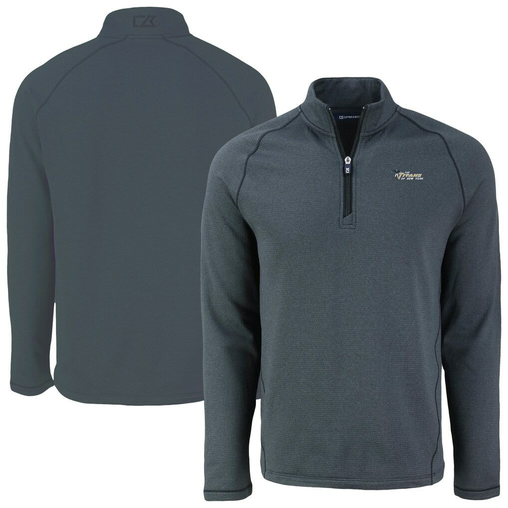 New York Jets Cutter & Buck Peshastin Eco Fleece Recycled Half-Zip Top - Heather Black discount
