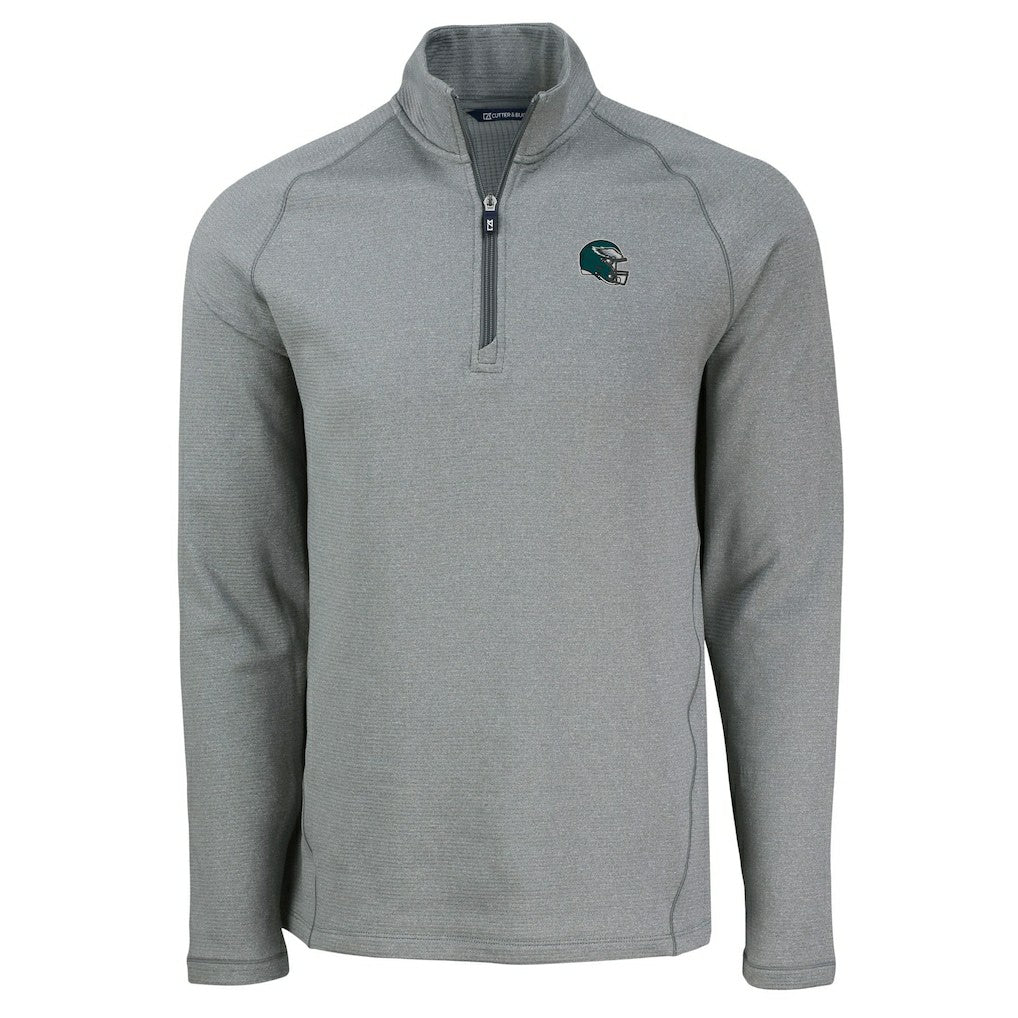 Philadelphia Eagles Cutter & Buck Peshastin Eco Fleece Tri-Blend Raglan Recycled Quarter-Zip Jacket - Heather Gray outlet