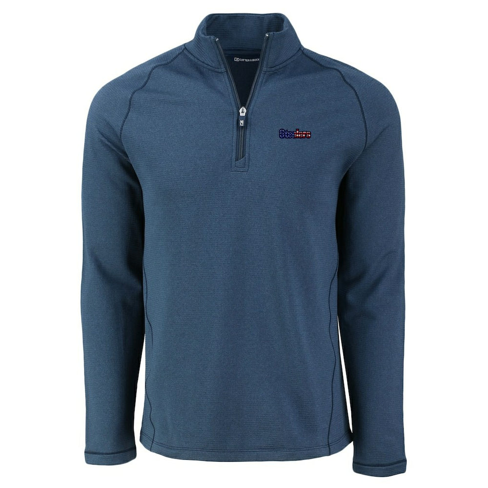 Pittsburgh Steelers Cutter & Buck Peshastin Eco Fleece Tri-Blend Raglan Recycled Quarter-Zip Jacket - Heather Navy discount