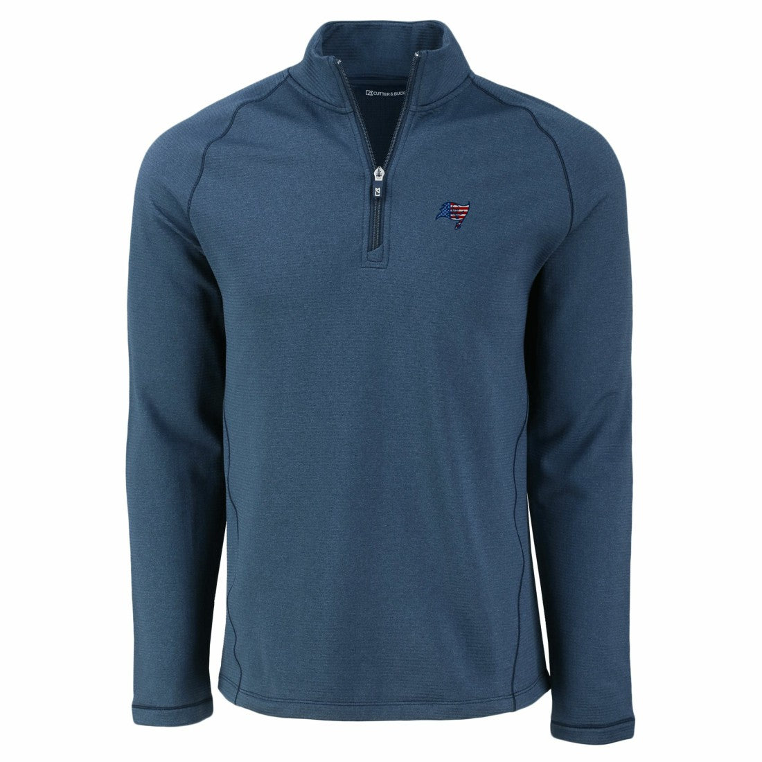 Tampa Bay Buccaneers Cutter & Buck Peshastin Eco Fleece Tri-Blend Raglan Recycled Quarter-Zip Jacket - Heather Navy on sale