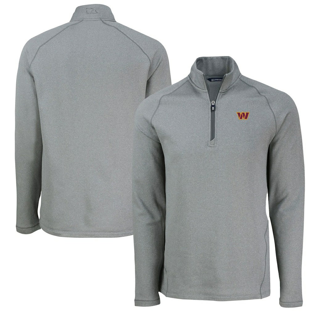 Washington Commanders Cutter & Buck Peshastin Eco Fleece Tri-Blend Raglan Recycled Quarter-Zip Jacket - Heather Gray discount
