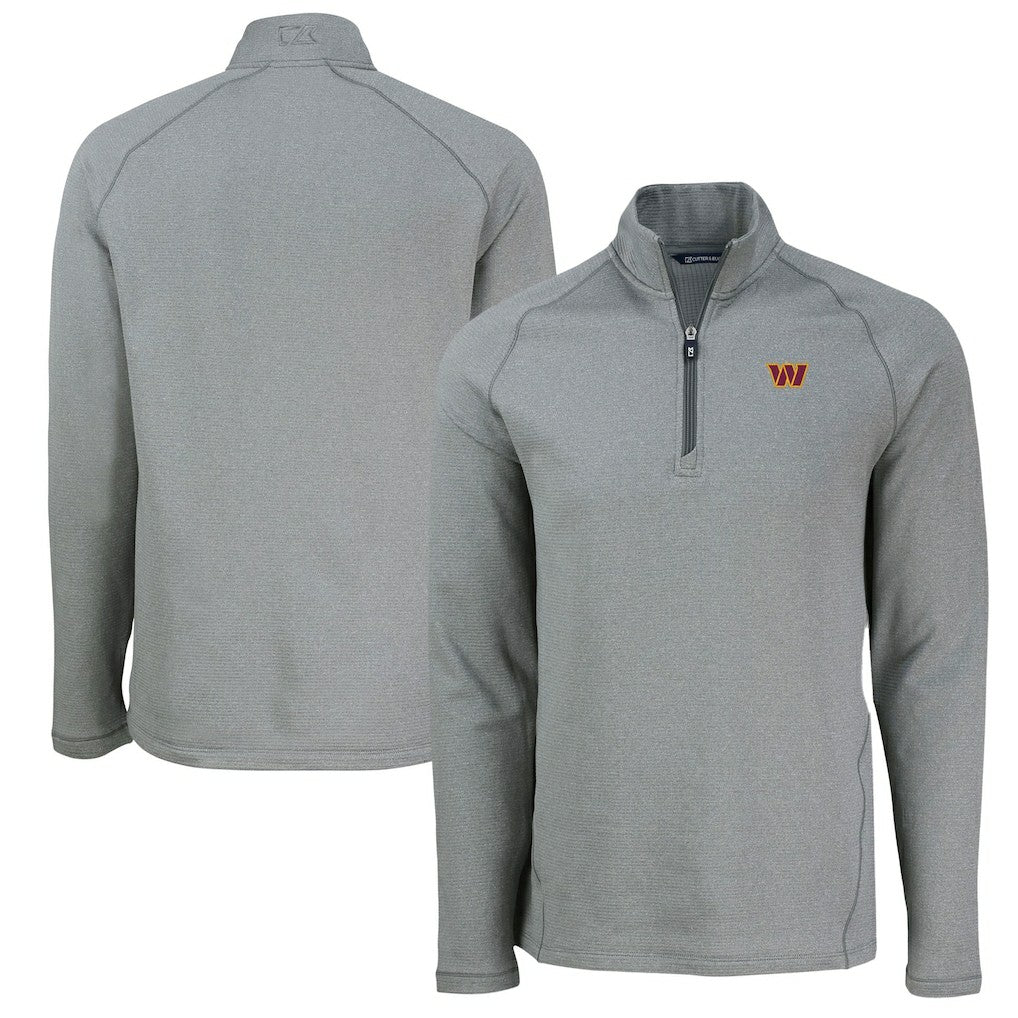 Washington Commanders Cutter & Buck Peshastin Eco Fleece Tri-Blend Raglan Recycled Quarter-Zip Jacket - Heather Gray discount
